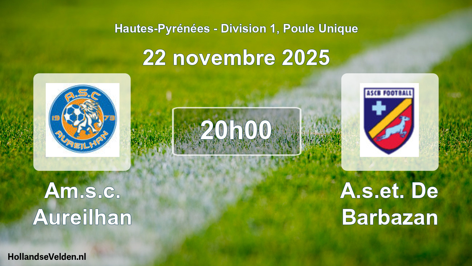 Geplande wedstrijd: Am.s.c. Aureilhan - A.s.et. De Barbazan (22 november 2025)