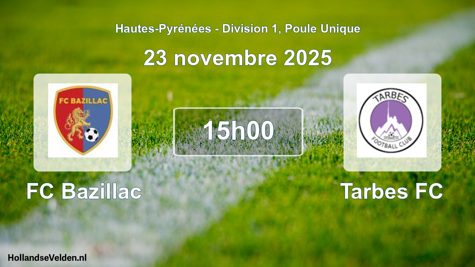 Match programmé: FC Bazillac - Tarbes FC (23 novembre 2025)