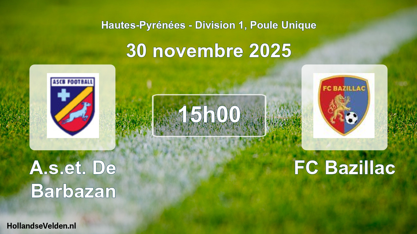 Match programmé: A.s.et. De Barbazan - FC Bazillac (30 novembre 2025)