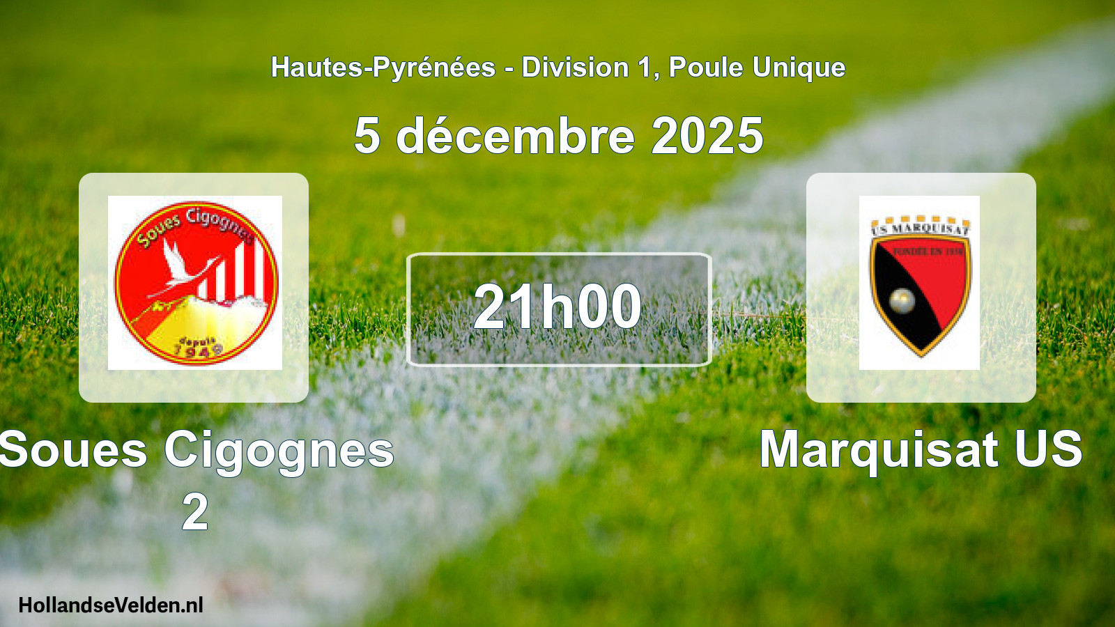 Match programmé: Soues Cigognes 2 - Marquisat US (5 décembre 2025)
