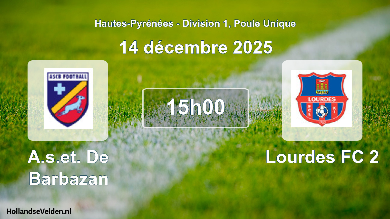 Match programmé: A.s.et. De Barbazan - Lourdes FC 2 (14 décembre 2025)
