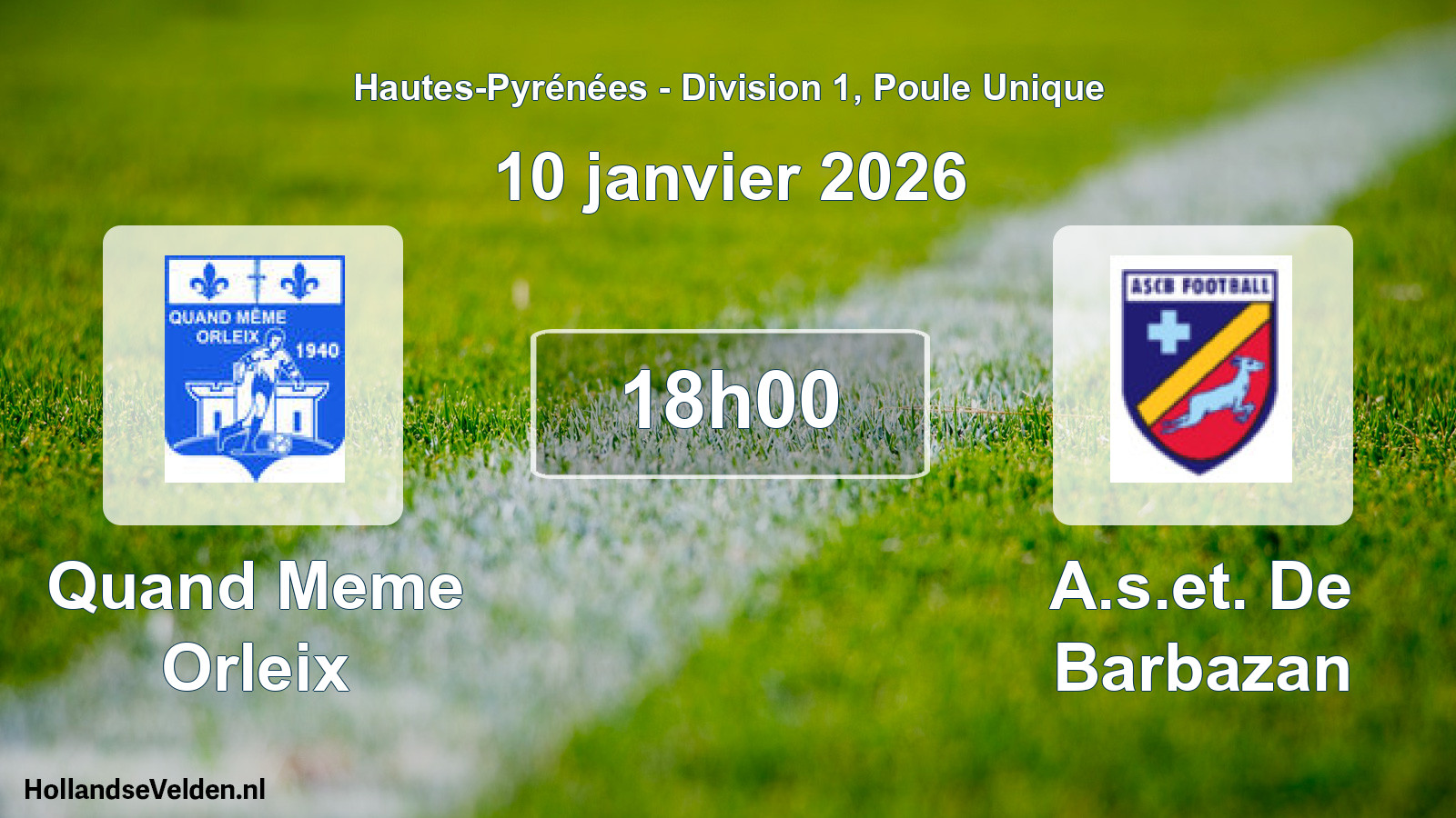Match programmé: Quand Meme Orleix - A.s.et. De Barbazan (10 janvier 2026)