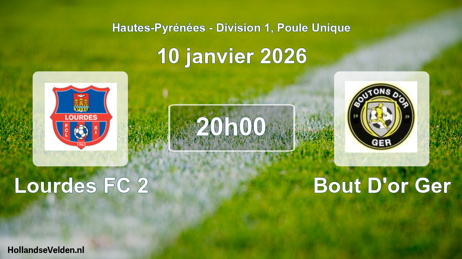 Match programmé: Lourdes FC 2 - Bout D'or Ger (10 janvier 2026)