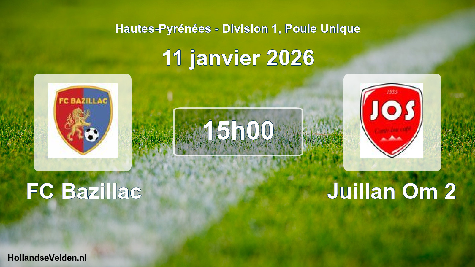 Scheduled Match: FC Bazillac - Juillan Om 2 (11 January 2026)