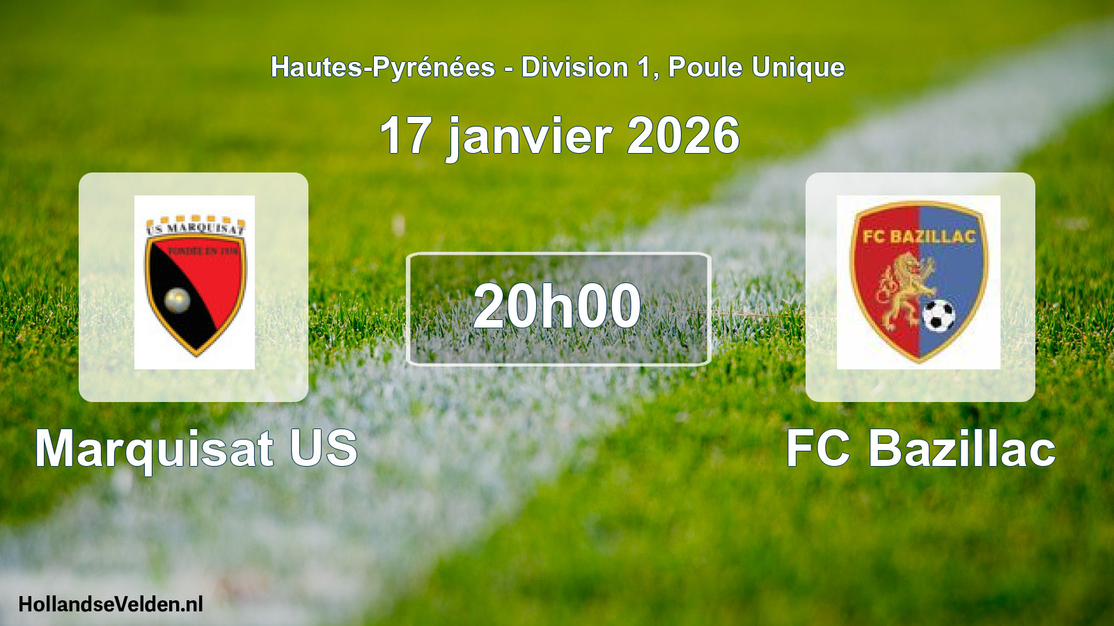 Match programmé: Marquisat US - FC Bazillac (17 janvier 2026)