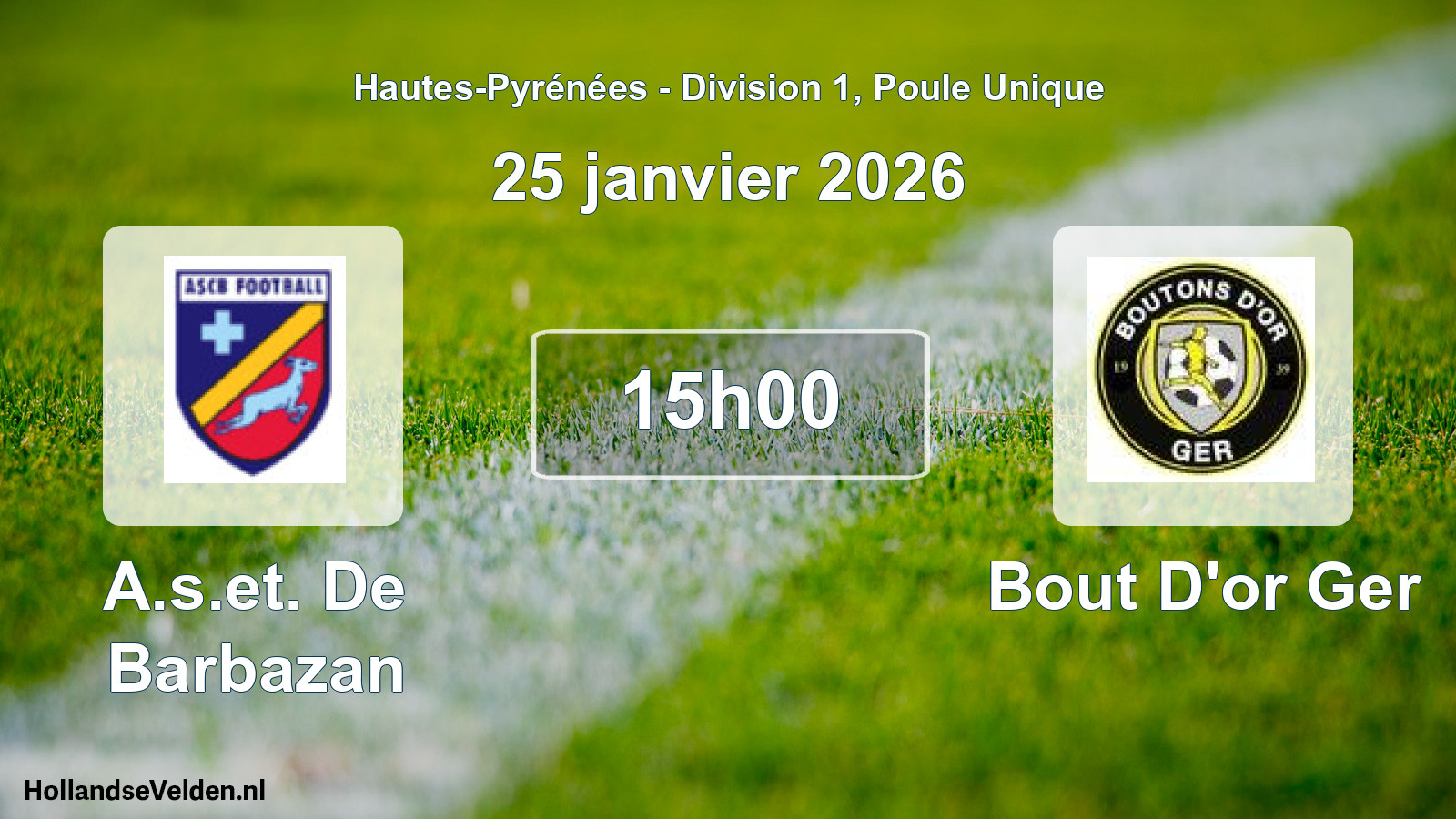 Match programmé: A.s.et. De Barbazan - Bout D'or Ger (25 janvier 2026)
