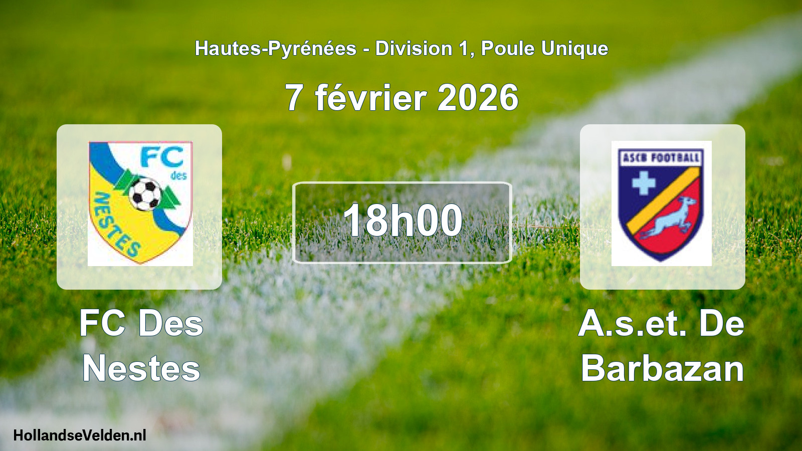 Match programmé: FC Des Nestes - A.s.et. De Barbazan (7 février 2026)