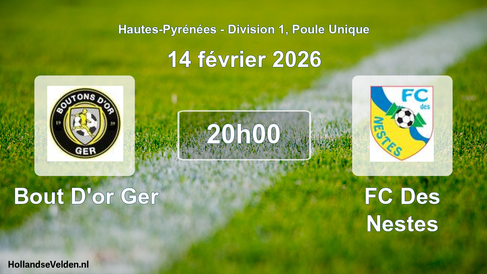 Match programmé: Bout D'or Ger - FC Des Nestes (14 février 2026)