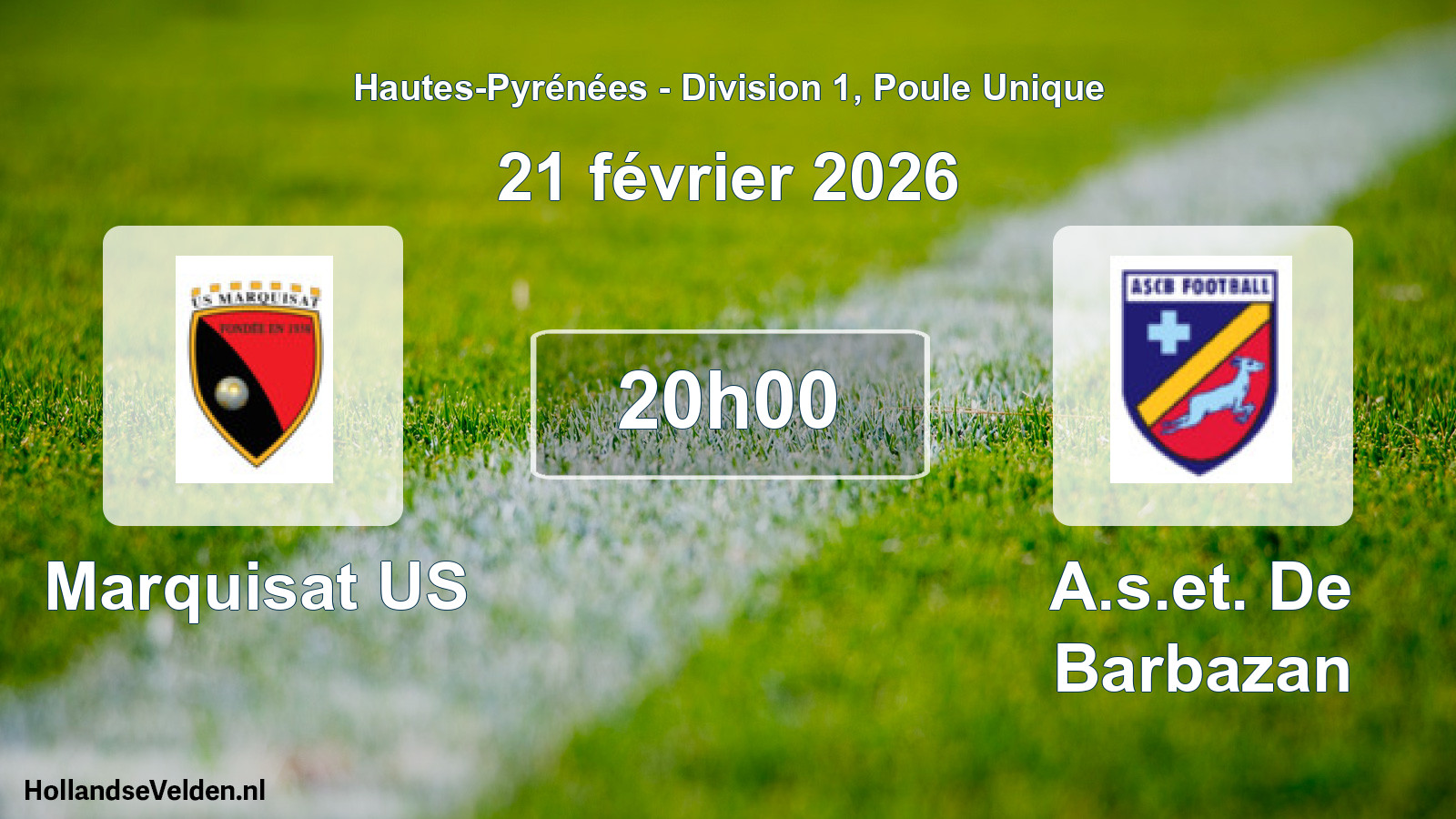 Match programmé: Marquisat US - A.s.et. De Barbazan (21 février 2026)