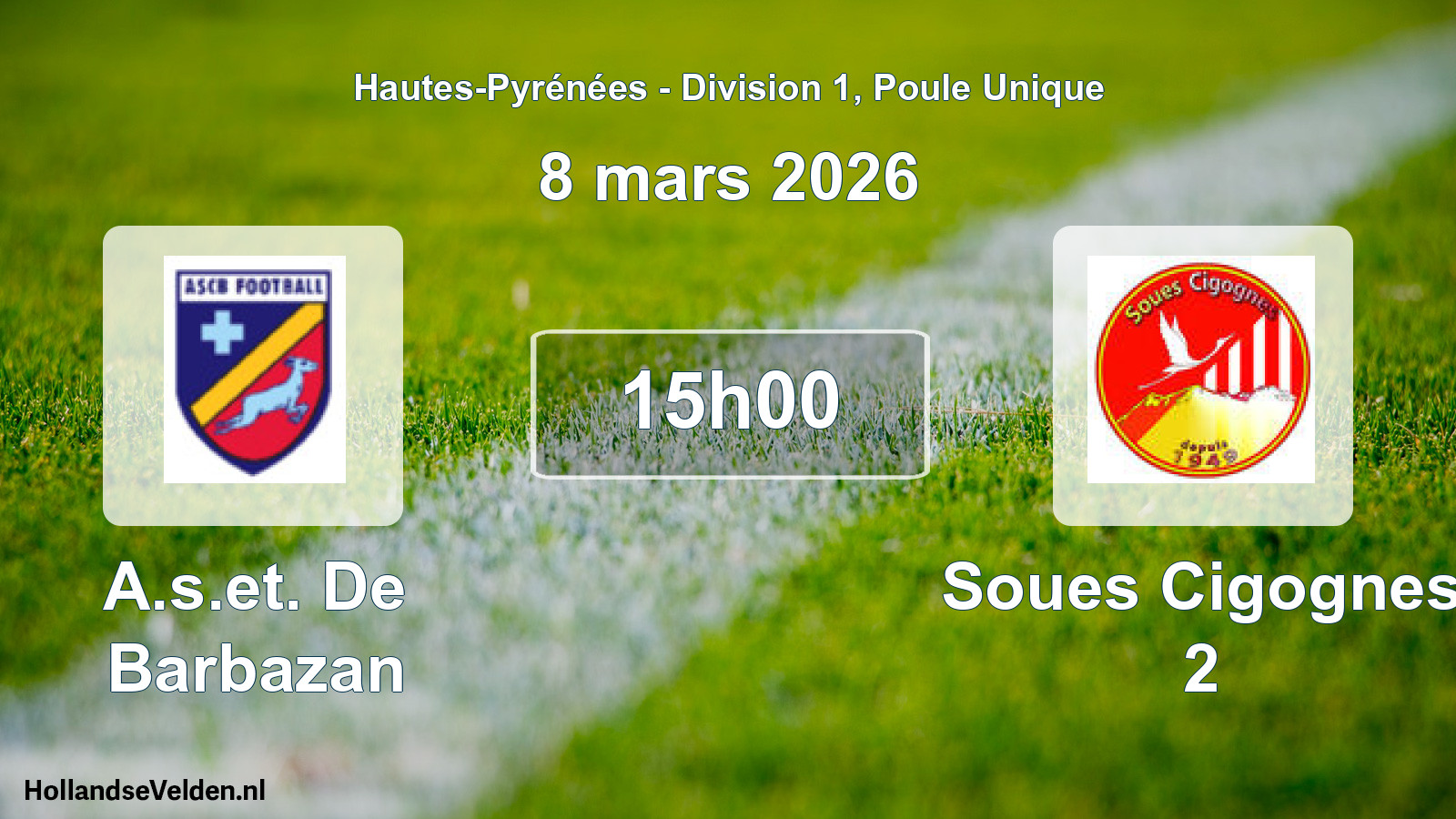 Scheduled Match: A.s.et. De Barbazan - Soues Cigognes 2 (8 March 2026)
