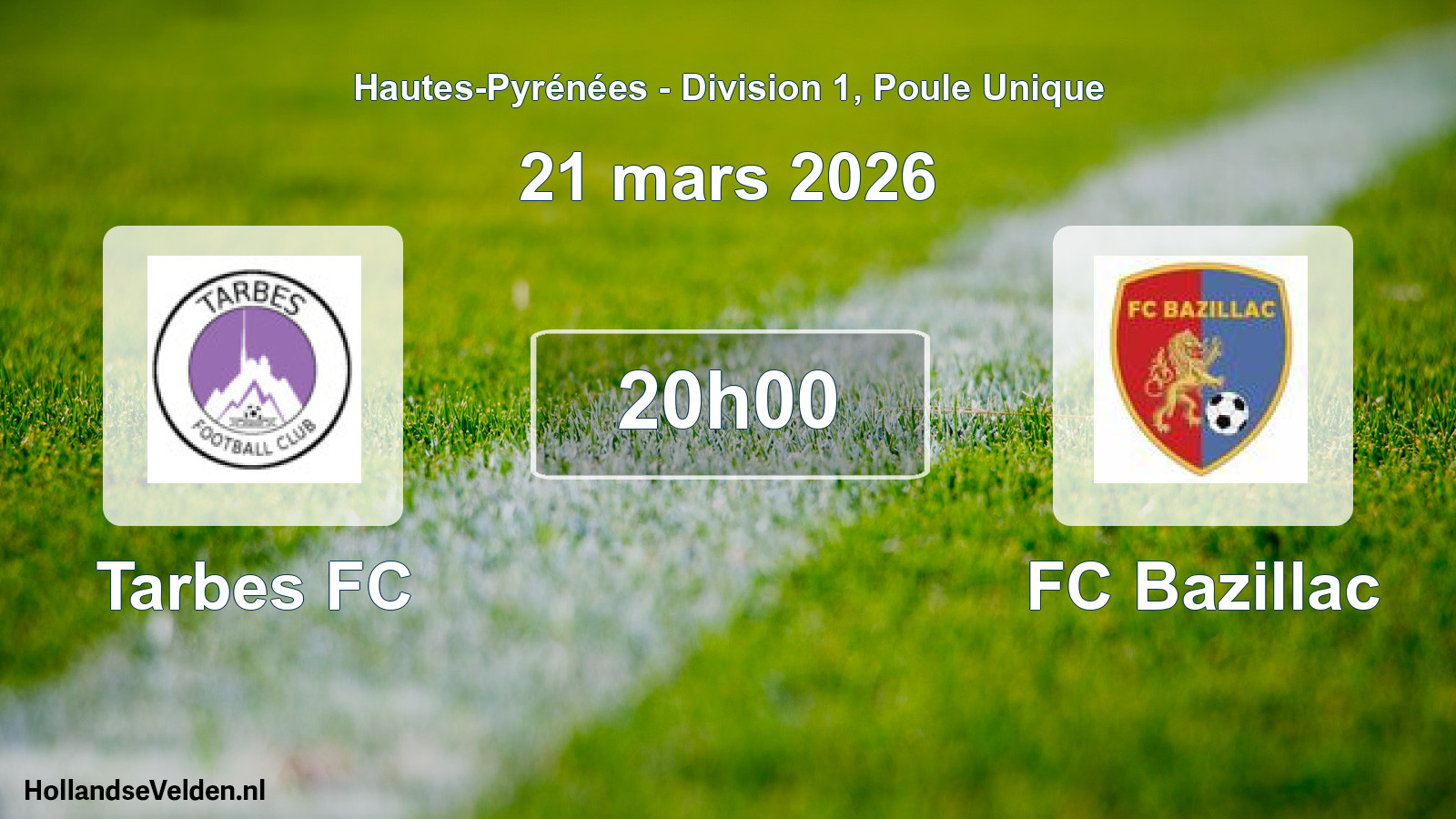 Match programmé: Tarbes FC - FC Bazillac (21 mars 2026)