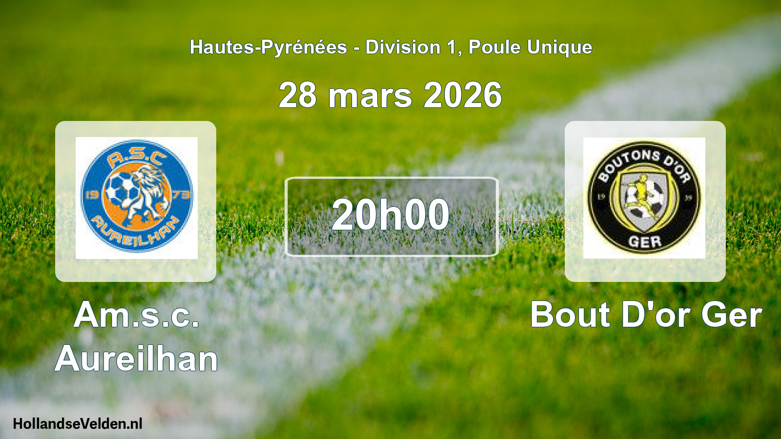 Match programmé: Am.s.c. Aureilhan - Bout D'or Ger (28 mars 2026)