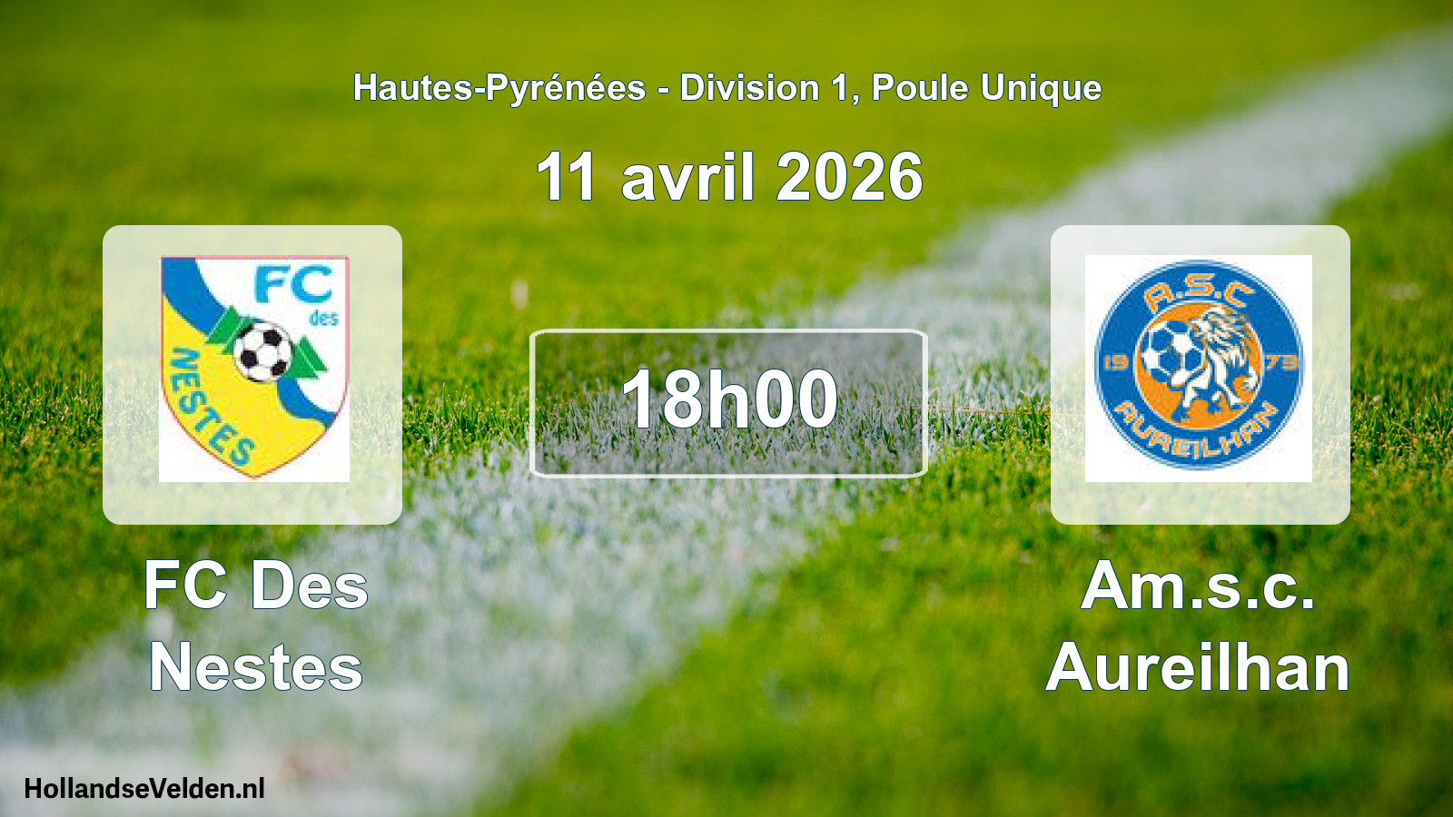 Match programmé: FC Des Nestes - Am.s.c. Aureilhan (11 avril 2026)