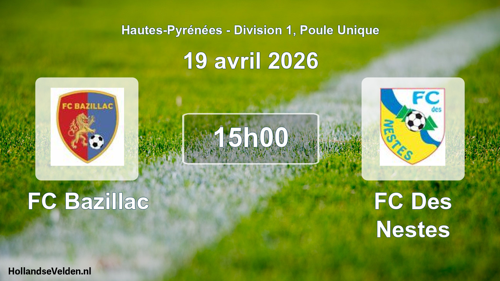 Match programmé: FC Bazillac - FC Des Nestes (19 avril 2026)