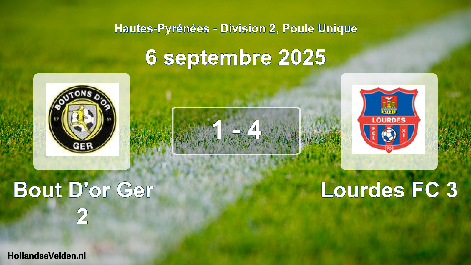 Total number of matches played: Bout D'or Ger 2 - Lourdes FC 3 1 - 4 (6 September 2025)