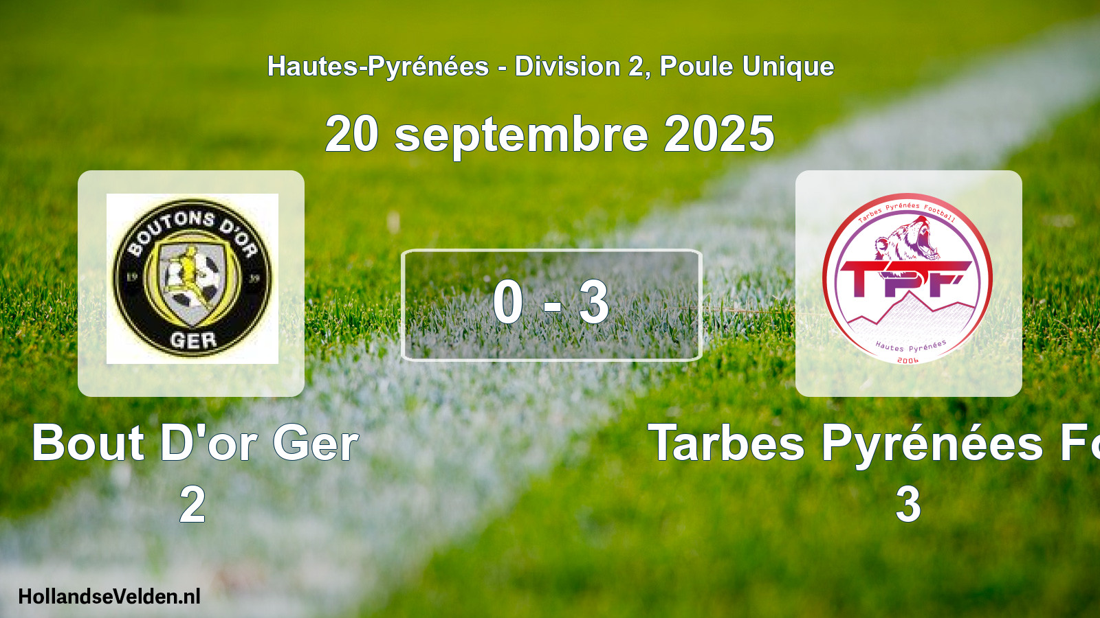 Total number of matches played: Bout D'or Ger 2 - Tarbes Pyrénées Foot 3 0 - 3 (20 September 2025)