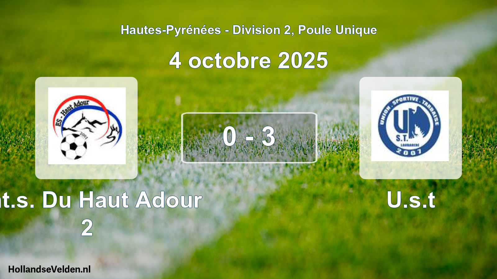 Match joué: Ent.s. Du Haut Adour 2 - U.s.t 0 - 3 (4 octobre 2025)