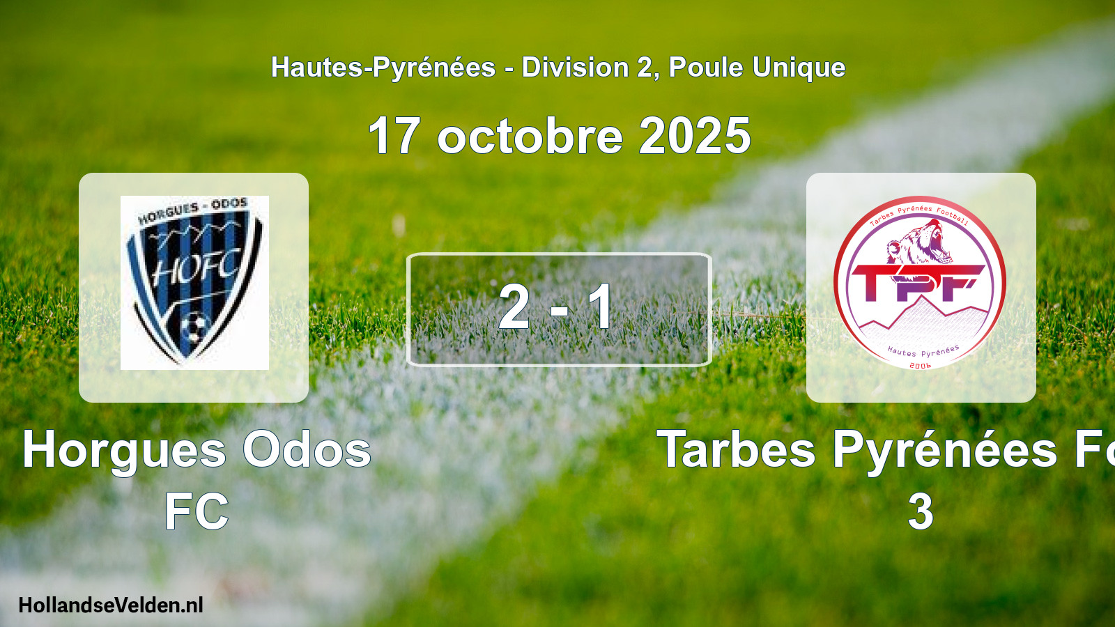 Gespeelde wedstrijd: Horgues Odos FC - Tarbes Pyrénées Foot 3 2 - 1 (17 oktober 2025)
