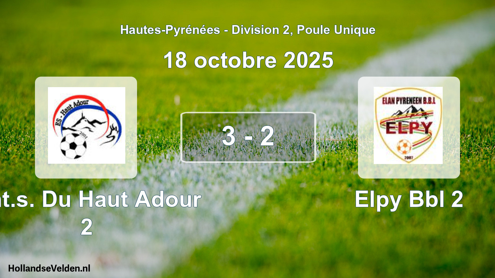 Match joué: Ent.s. Du Haut Adour 2 - Elpy Bbl 2 3 - 2 (18 octobre 2025)
