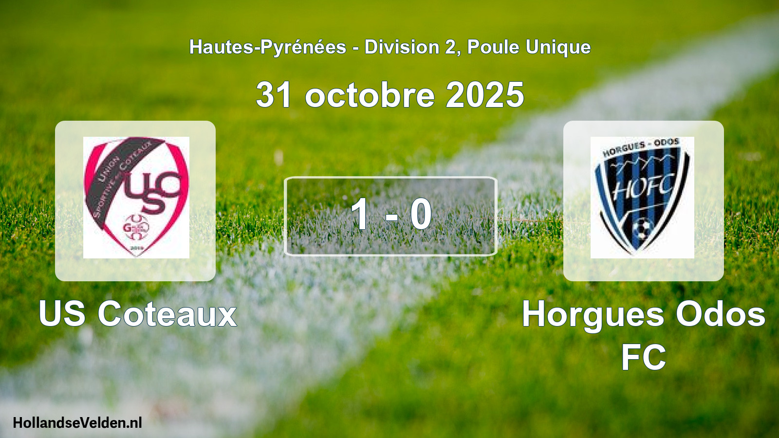 Total number of matches played: US Coteaux - Horgues Odos FC 1 - 0 (31 October 2025)
