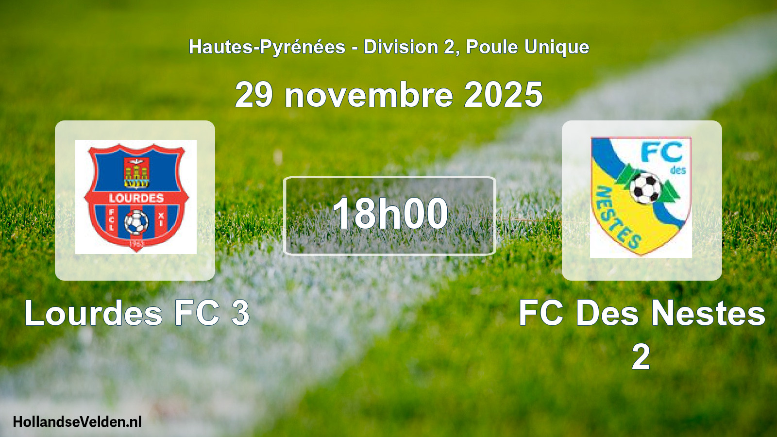 Match programmé: Lourdes FC 3 - FC Des Nestes 2 (29 novembre 2025)