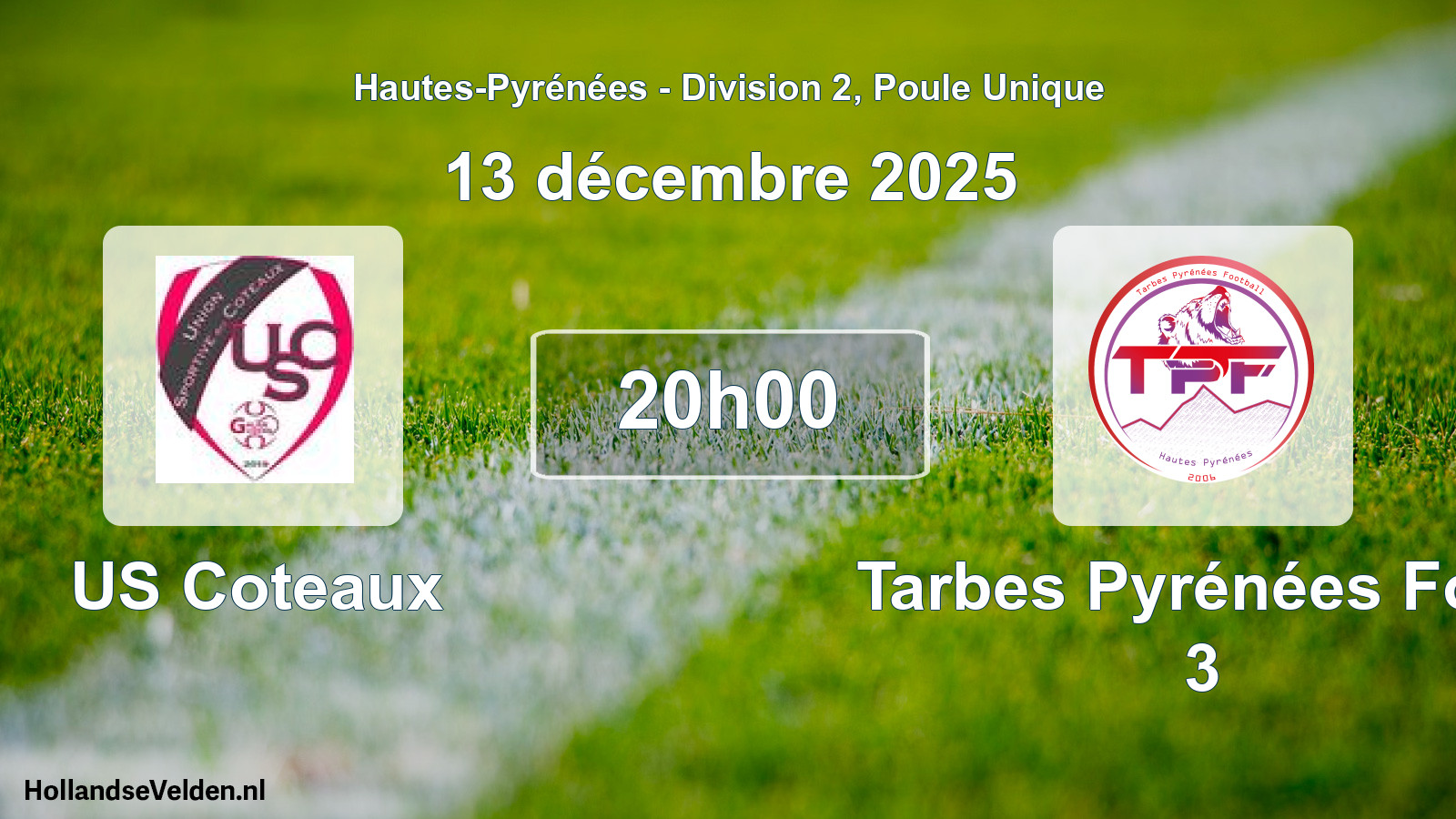 Match programmé: US Coteaux - Tarbes Pyrénées Foot 3 (13 décembre 2025)