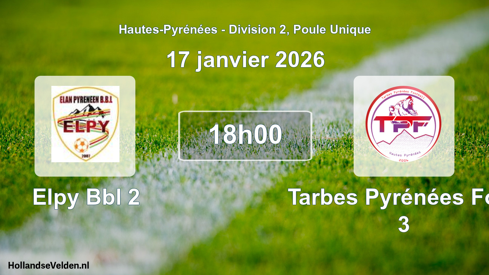 Scheduled Match: Elpy Bbl 2 - Tarbes Pyrénées Foot 3 (17 January 2026)