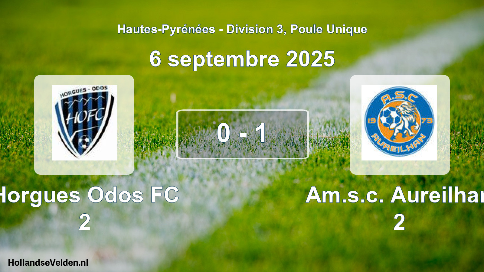 Gespeelde wedstrijd: Horgues Odos FC 2 - Am.s.c. Aureilhan 2 0 - 1 (6 september 2025)