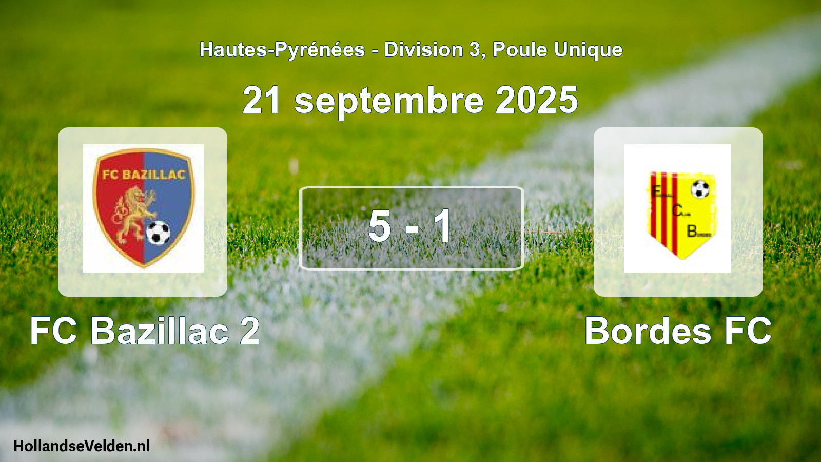 Total number of matches played: FC Bazillac 2 - Bordes FC 5 - 1 (21 September 2025)