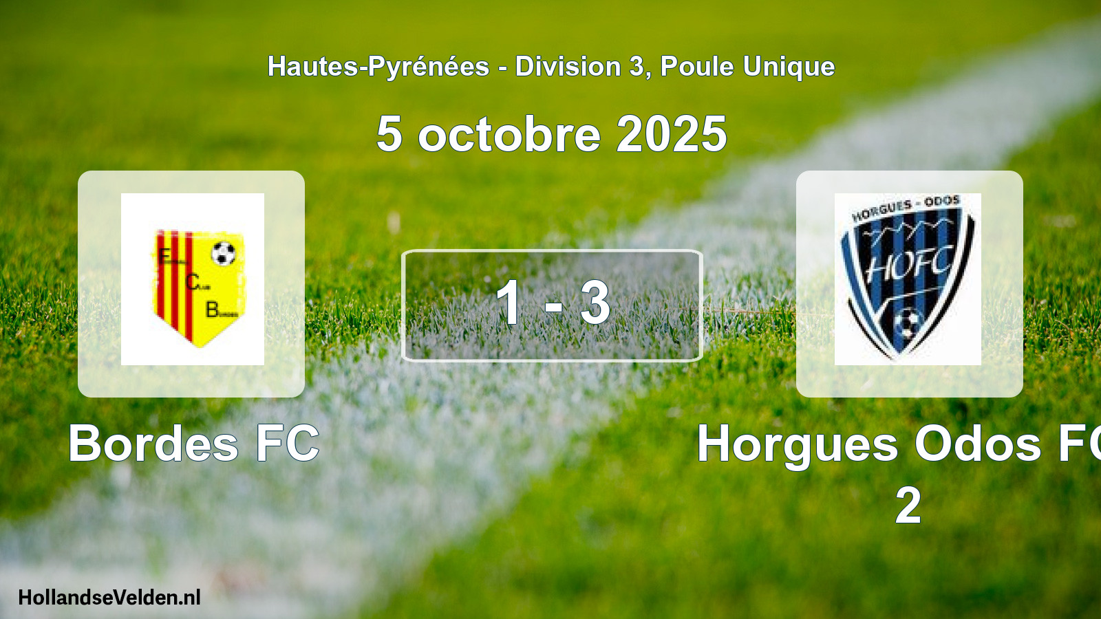Match joué: Bordes FC - Horgues Odos FC 2 1 - 3 (5 octobre 2025)