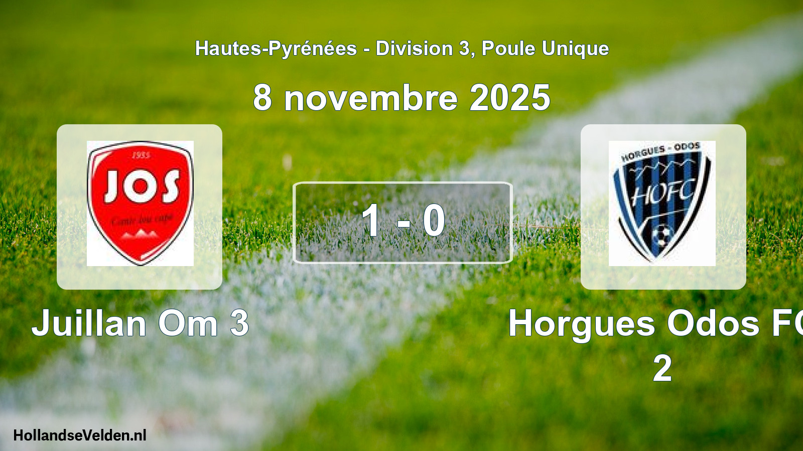 Total number of matches played: Juillan Om 3 - Horgues Odos FC 2 1 - 0 (8 November 2025)