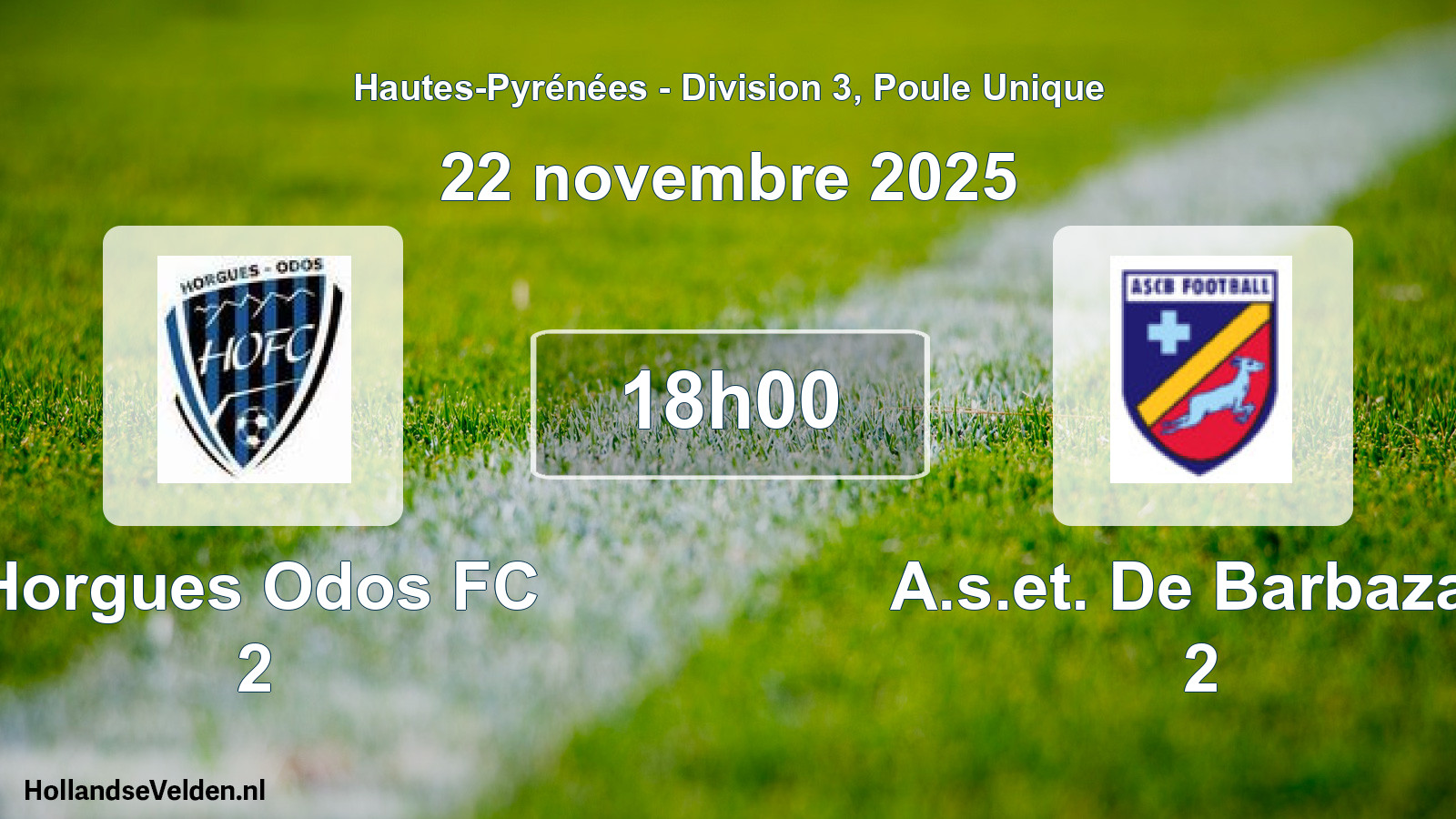 Scheduled Match: Horgues Odos FC 2 - A.s.et. De Barbazan 2 (22 November 2025)