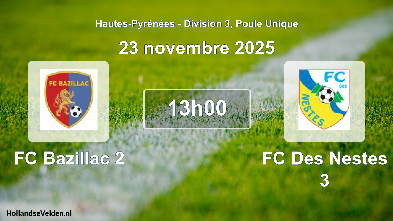 Match programmé: FC Bazillac 2 - FC Des Nestes 3 (23 novembre 2025)
