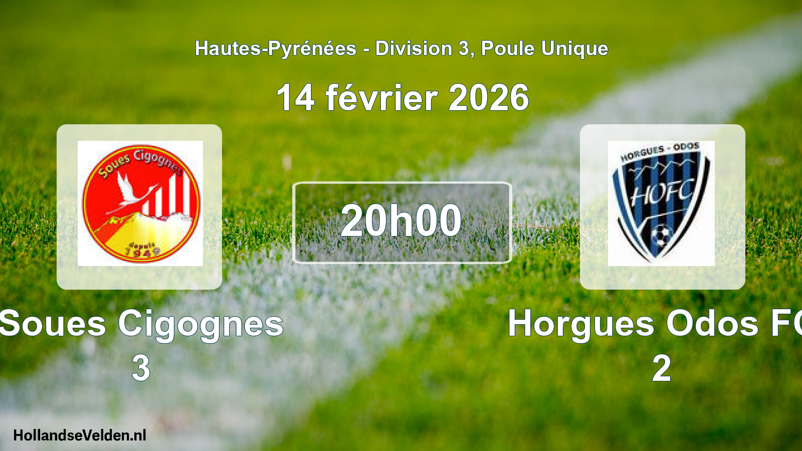 Scheduled Match: Soues Cigognes 3 - Horgues Odos FC 2 (14 February 2026)