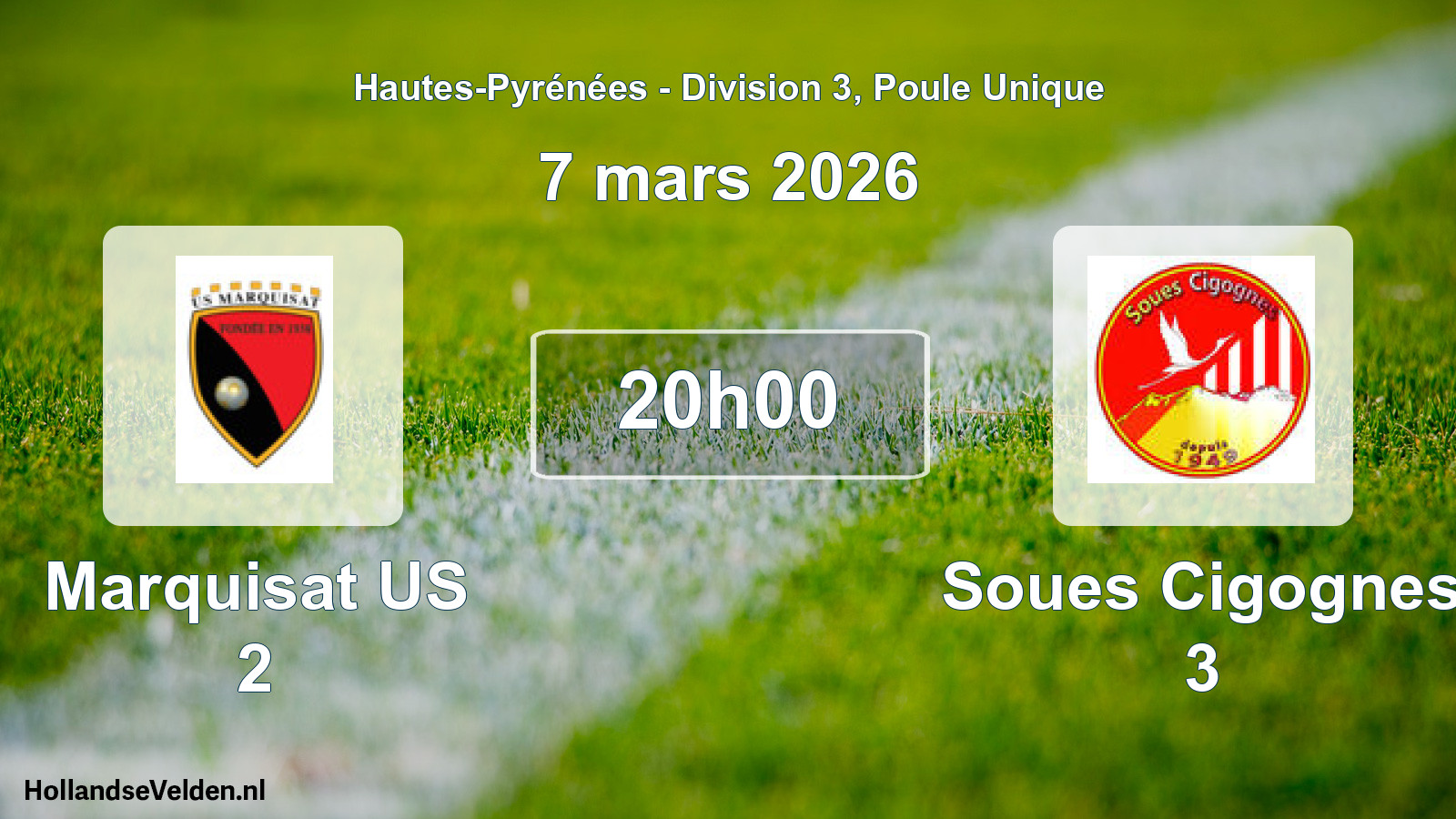 Match programmé: Marquisat US 2 - Soues Cigognes 3 (7 mars 2026)