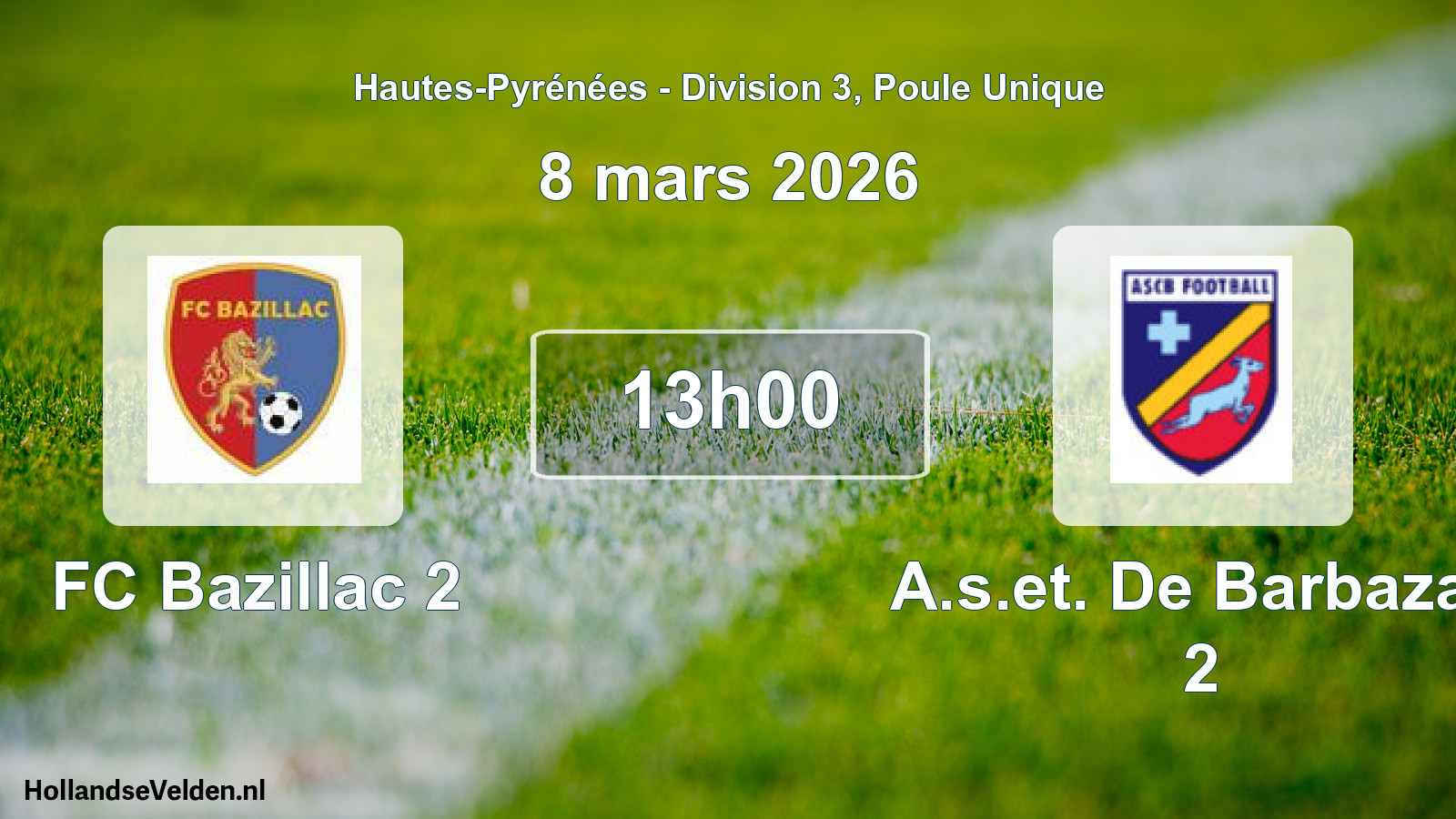 Scheduled Match: FC Bazillac 2 - A.s.et. De Barbazan 2 (8 March 2026)