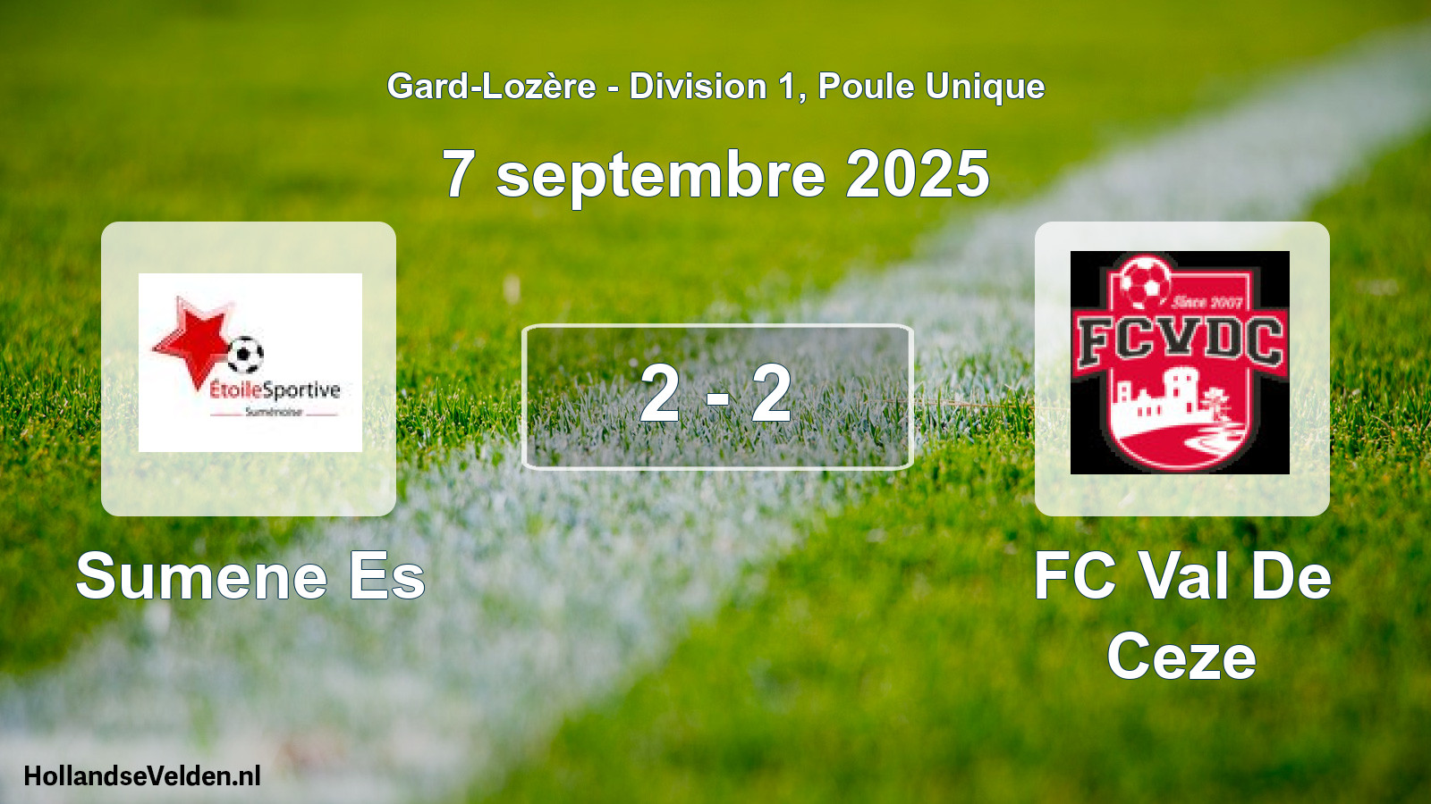 Total number of matches played: Sumene Es - FC Val De Ceze 2 - 2 (7 September 2025)