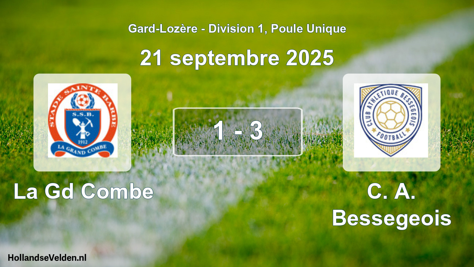 Total number of matches played: La Gd Combe - C. A. Bessegeois 1 - 3 (21 September 2025)