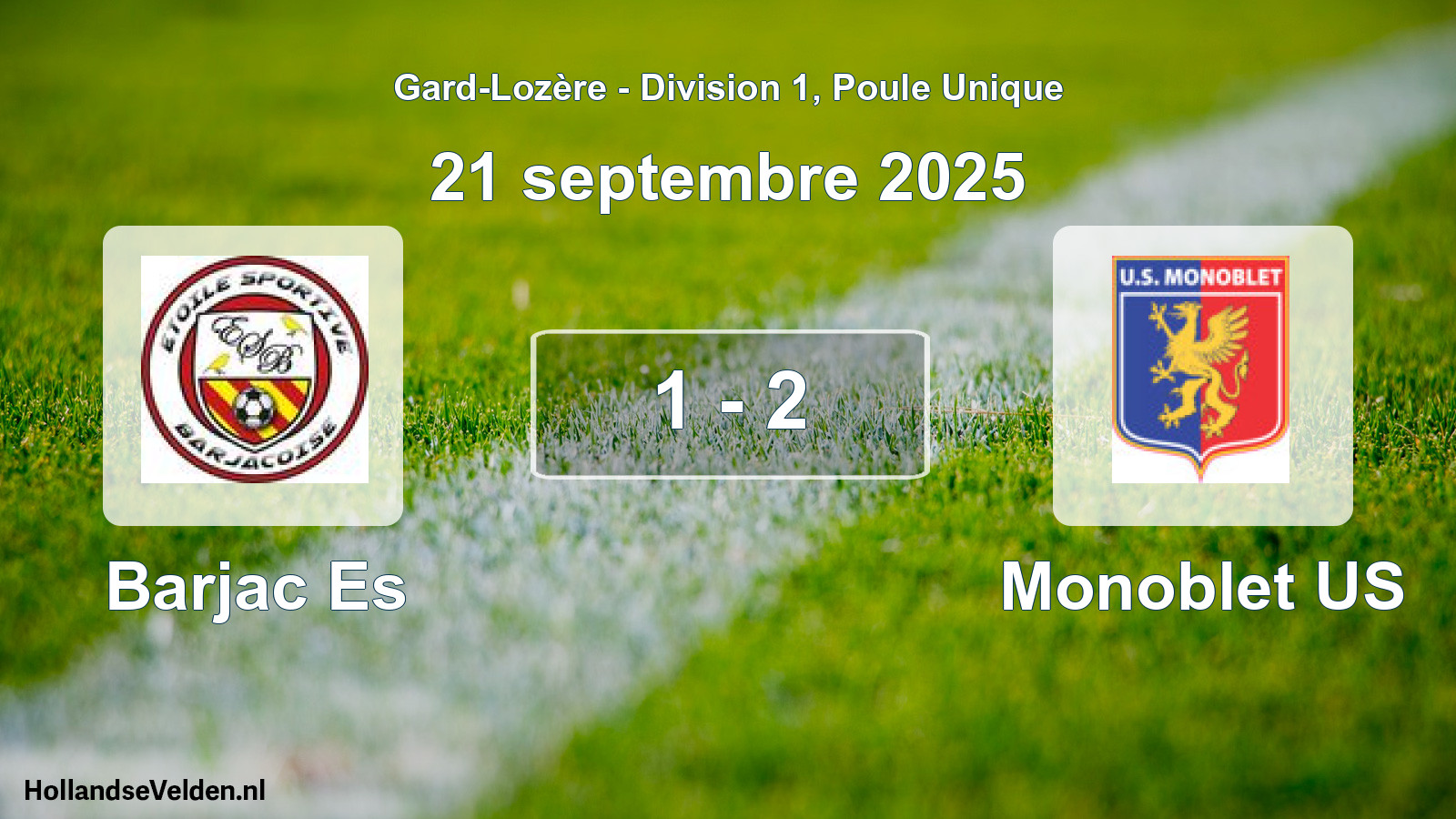 Total number of matches played: Barjac Es - Monoblet US 1 - 2 (21 September 2025)