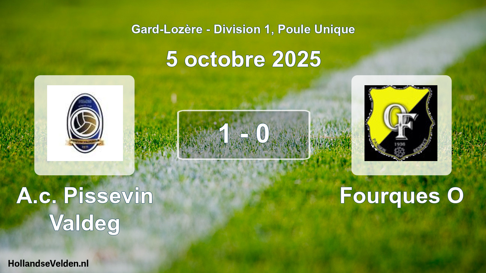 Match joué: A.c. Pissevin Valdeg - Fourques O 1 - 0 (5 octobre 2025)
