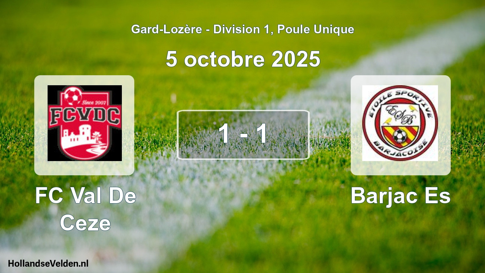 Total number of matches played: FC Val De Ceze - Barjac Es 1 - 1 (5 October 2025)