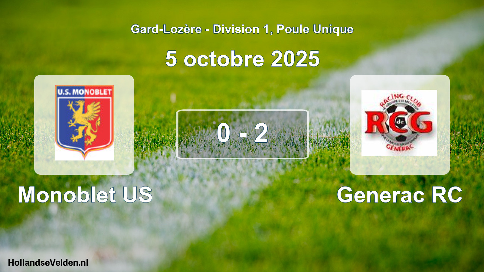 Match joué: Monoblet US - Generac RC 0 - 2 (5 octobre 2025)