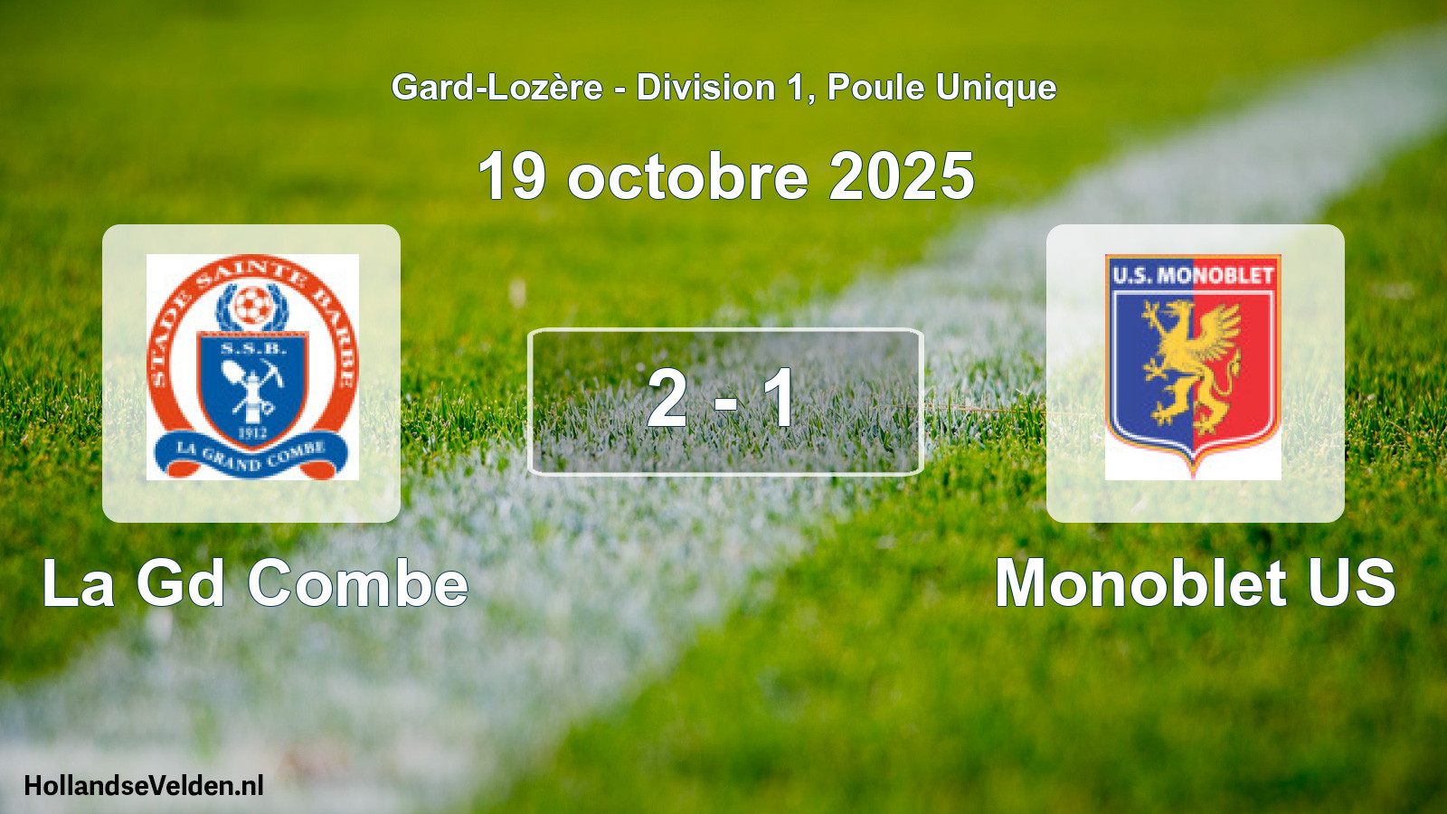 Match joué: La Gd Combe - Monoblet US 2 - 1 (19 octobre 2025)