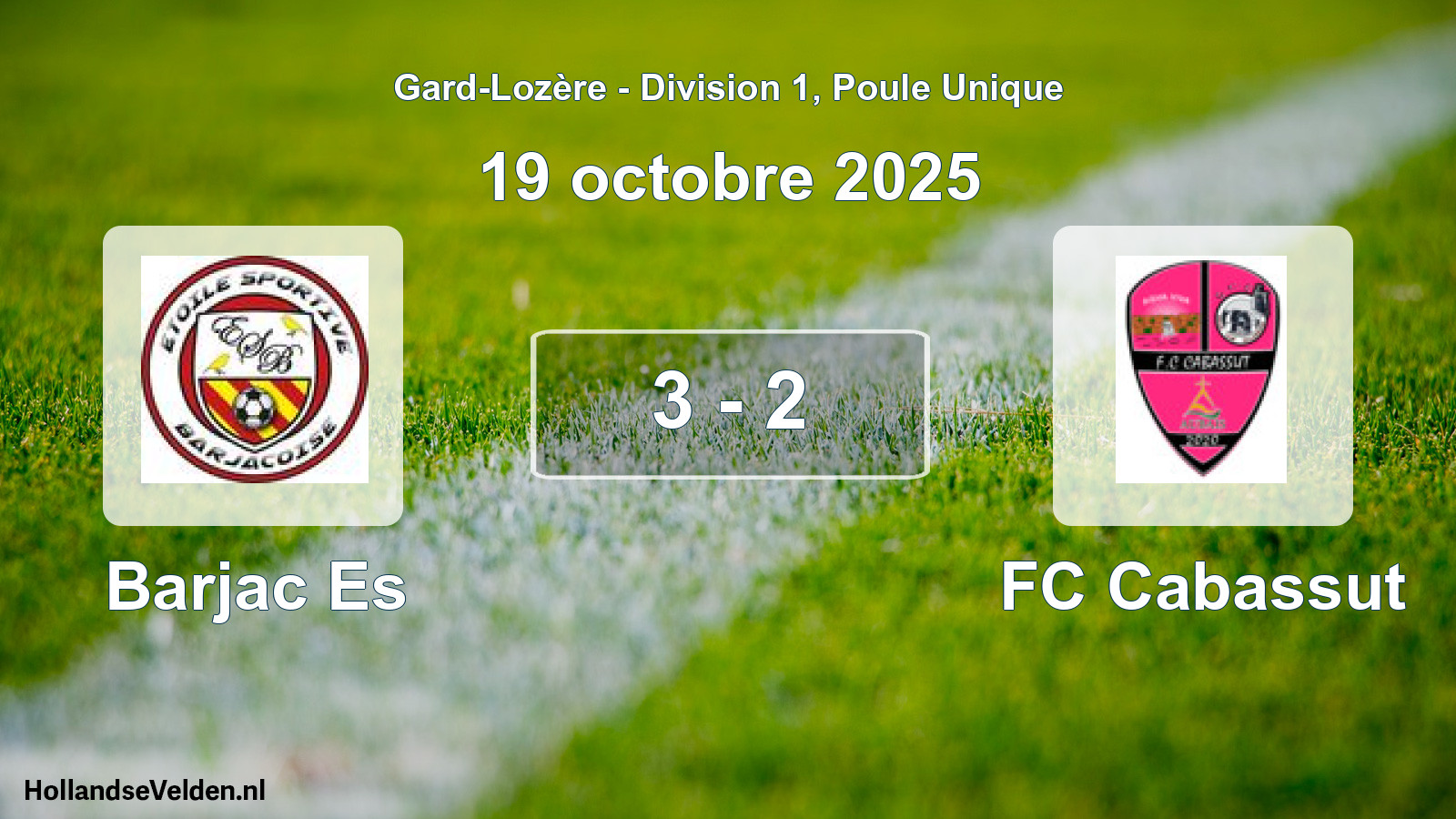 Match joué: Barjac Es - FC Cabassut 3 - 2 (19 octobre 2025)