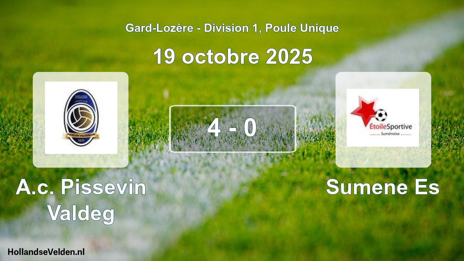 Total number of matches played: A.c. Pissevin Valdeg - Sumene Es 4 - 0 (19 October 2025)