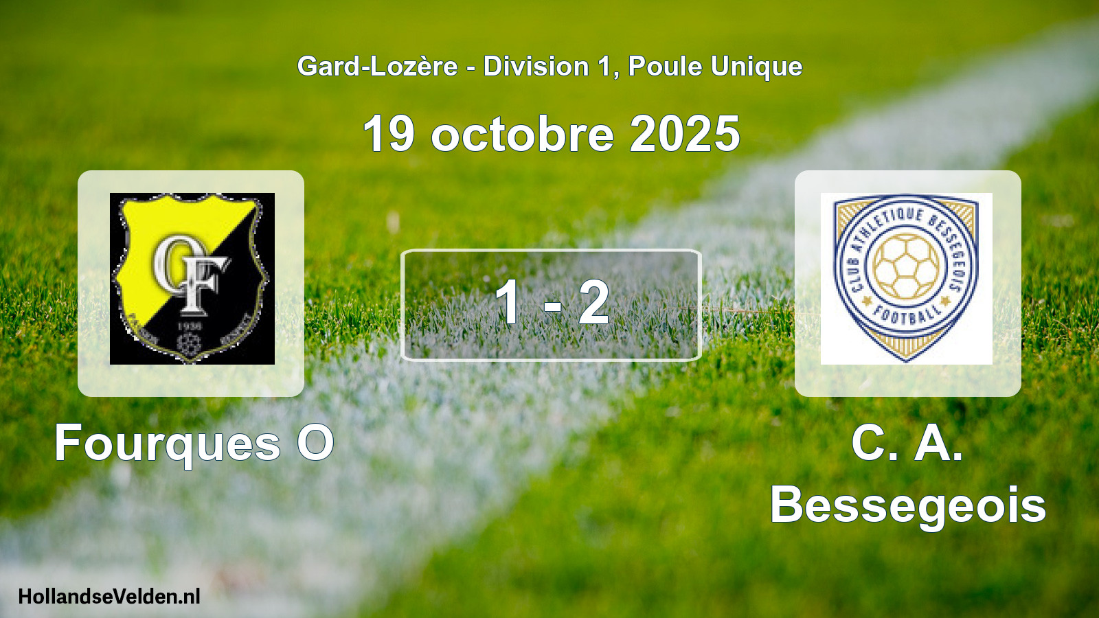 Match joué: Fourques O - C. A. Bessegeois 1 - 2 (19 octobre 2025)