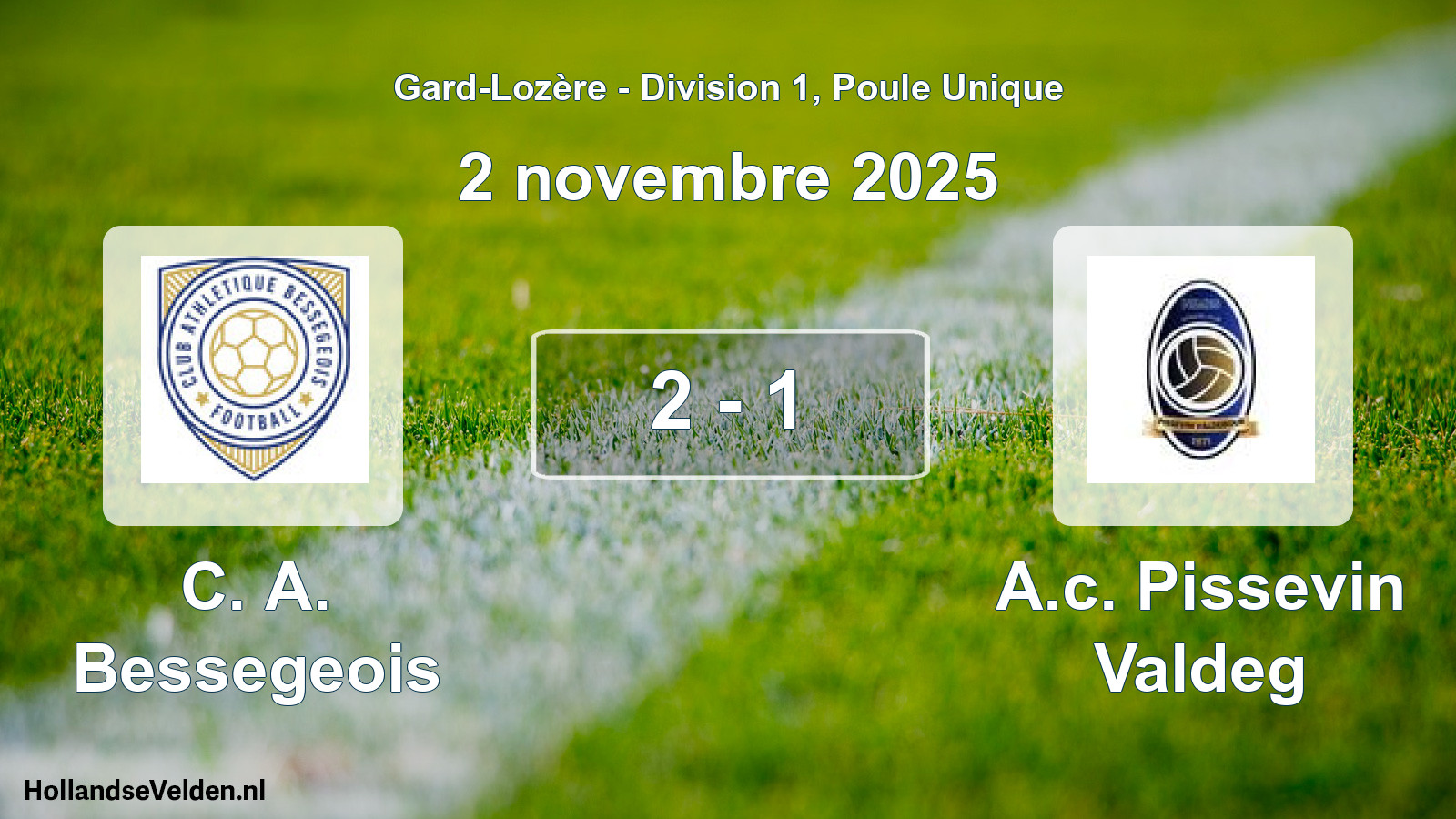 Match joué: C. A. Bessegeois - A.c. Pissevin Valdeg 2 - 1 (2 novembre 2025)