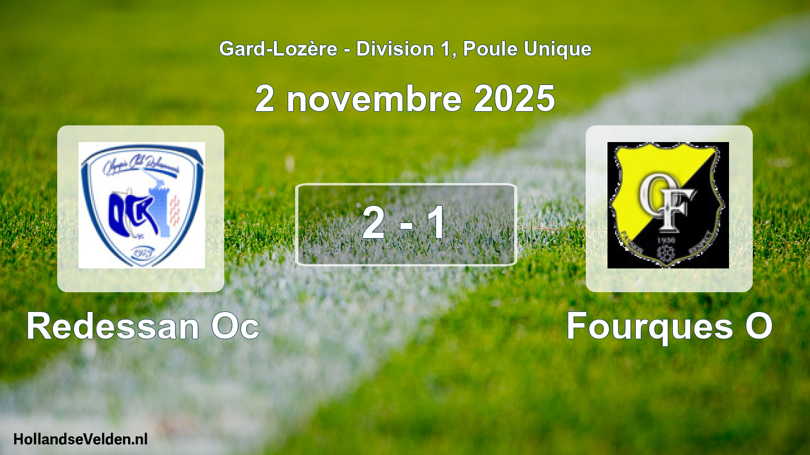 Match joué: Redessan Oc - Fourques O 2 - 1 (2 novembre 2025)