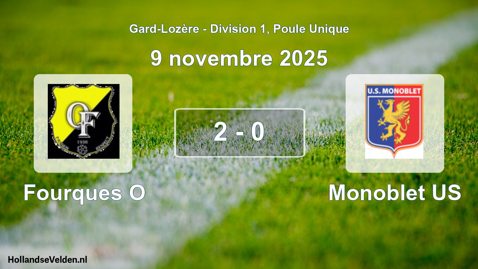 Match joué: Fourques O - Monoblet US 2 - 0 (9 novembre 2025)