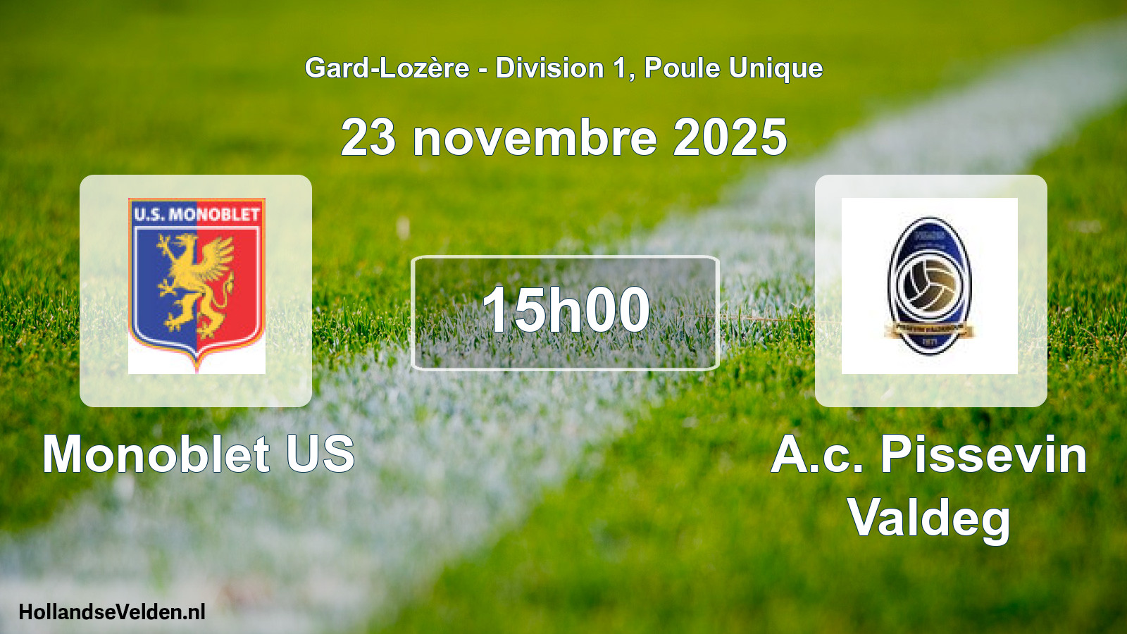 Match programmé: Monoblet US - A.c. Pissevin Valdeg (23 novembre 2025)